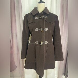 Larry Levine Chocolate Pea Coat with Toggle Closures
